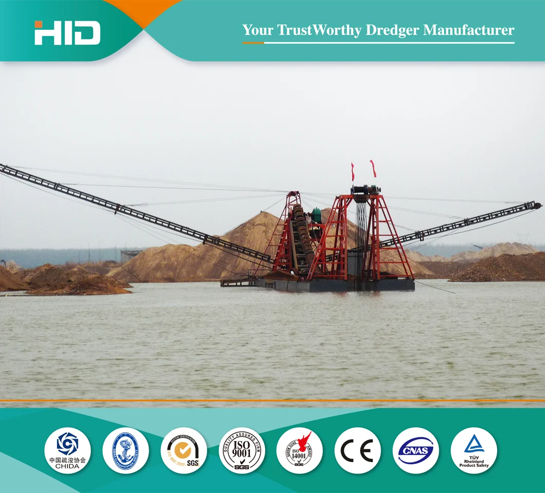 High Performance HID Brand 200t Chain Bucket Mining Sand Gold Dredger for Congo