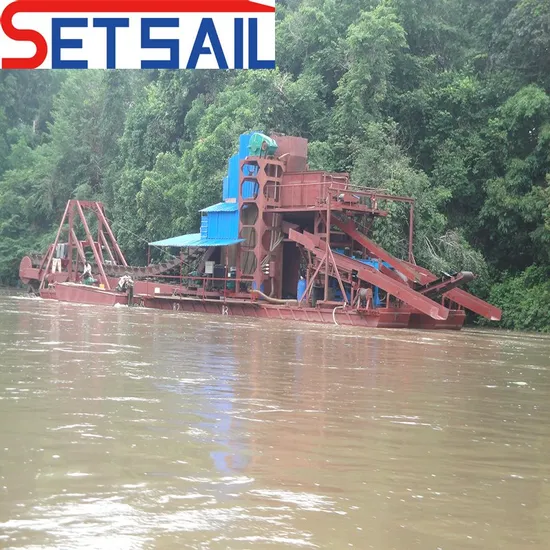 Extract Rvier Gold and Diamond Mining Dredger with Bucket Chain