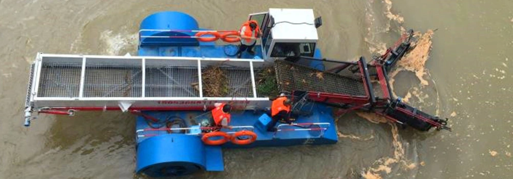 Cheap Price Mowing Boat Trash Skimmer Boat Aquatic Weed Harvester Boat with Full Hydraulic System Easy Maintain