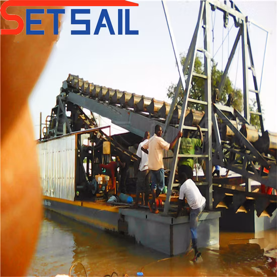 Extract Rvier Gold and Diamond Mining Dredger with Bucket Chain